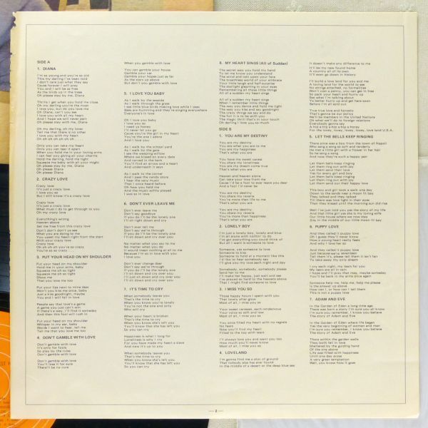 ■ポール・アンカ｜オリジナル・ヒット全曲集VOL.1(Paul Anka Original Best Hits Vol.1) ＜LP 1977年 帯付き・日本盤＞_画像9