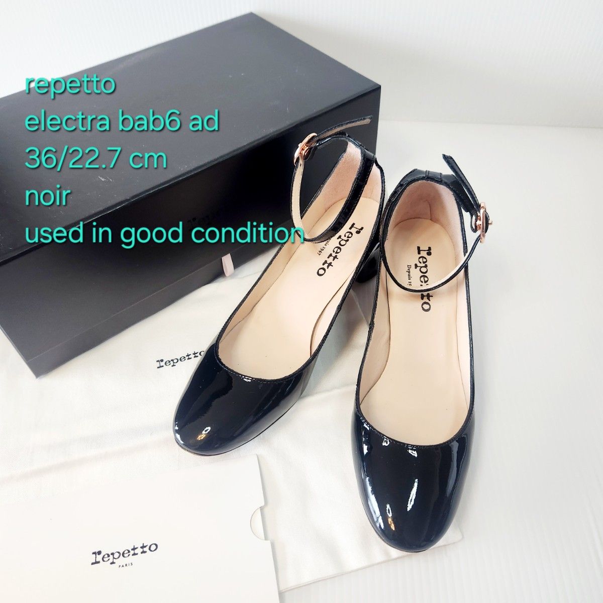 Repetto ストラップ パンプス ノワール ピンクゴールド金具 36 Repetto ストラップ パンプス ノワール ピンクゴールド金具 36