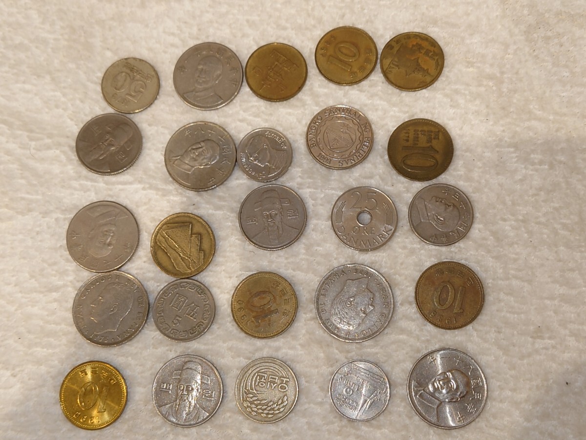 古銭 海外硬貨 50枚セット 269g cセット 硬貨 海外 コイン コレクション 外国銭 外貨 デンマーク 韓国 など_画像3