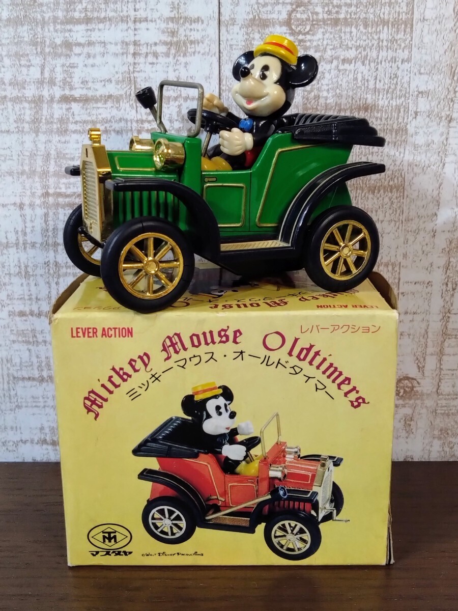  Masudaya больше рисовое поле магазин Mickey Mouse Old таймер жестяная пластина миникар * подлинная вещь * рычаг action *Disney* сделано в Японии * Vintage * текущее состояние товар 