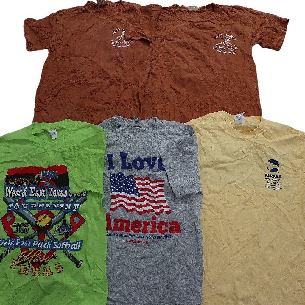 古着卸 まとめ売り カラーmix プリント 半袖Tシャツ 20枚セット (メンズ S ) フロントプリントロゴ 国旗 MS5582 1円スタートの画像3