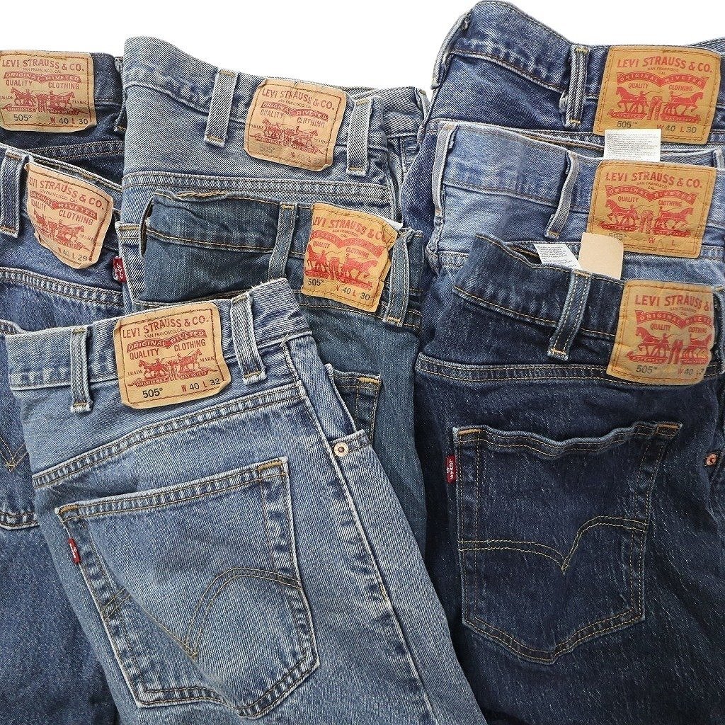  old clothes . set sale Levi's 505 Denim pants 8 pieces set ( men's 40 ) indigo blue Denim dark blue MS4726 1 jpy start 