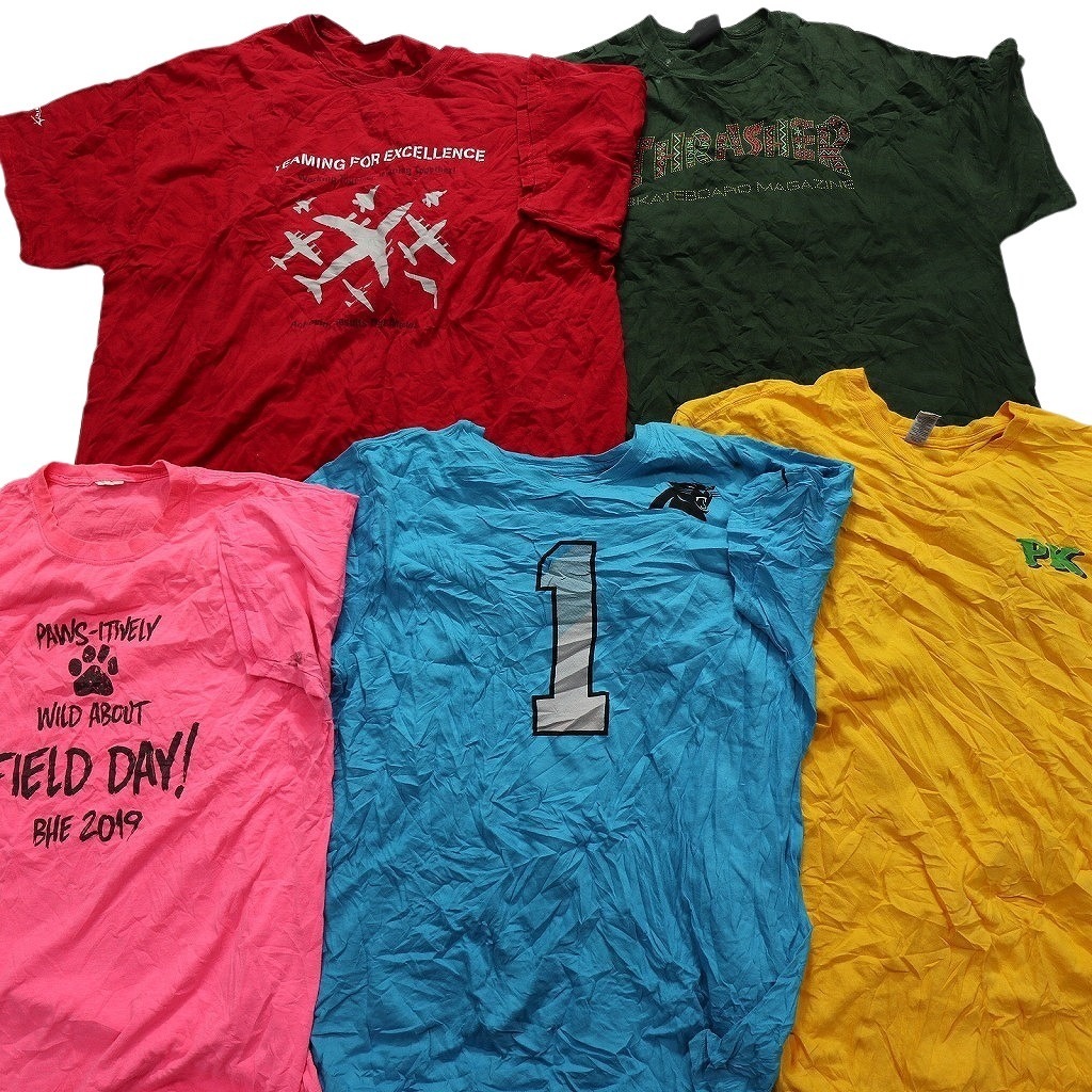 【訳あり】 古着卸 まとめ売り カラーmix プリント 半袖Tシャツ 45枚セット (メンズ ) 単色系 カジュアル系 フロントプリント W6108_画像1