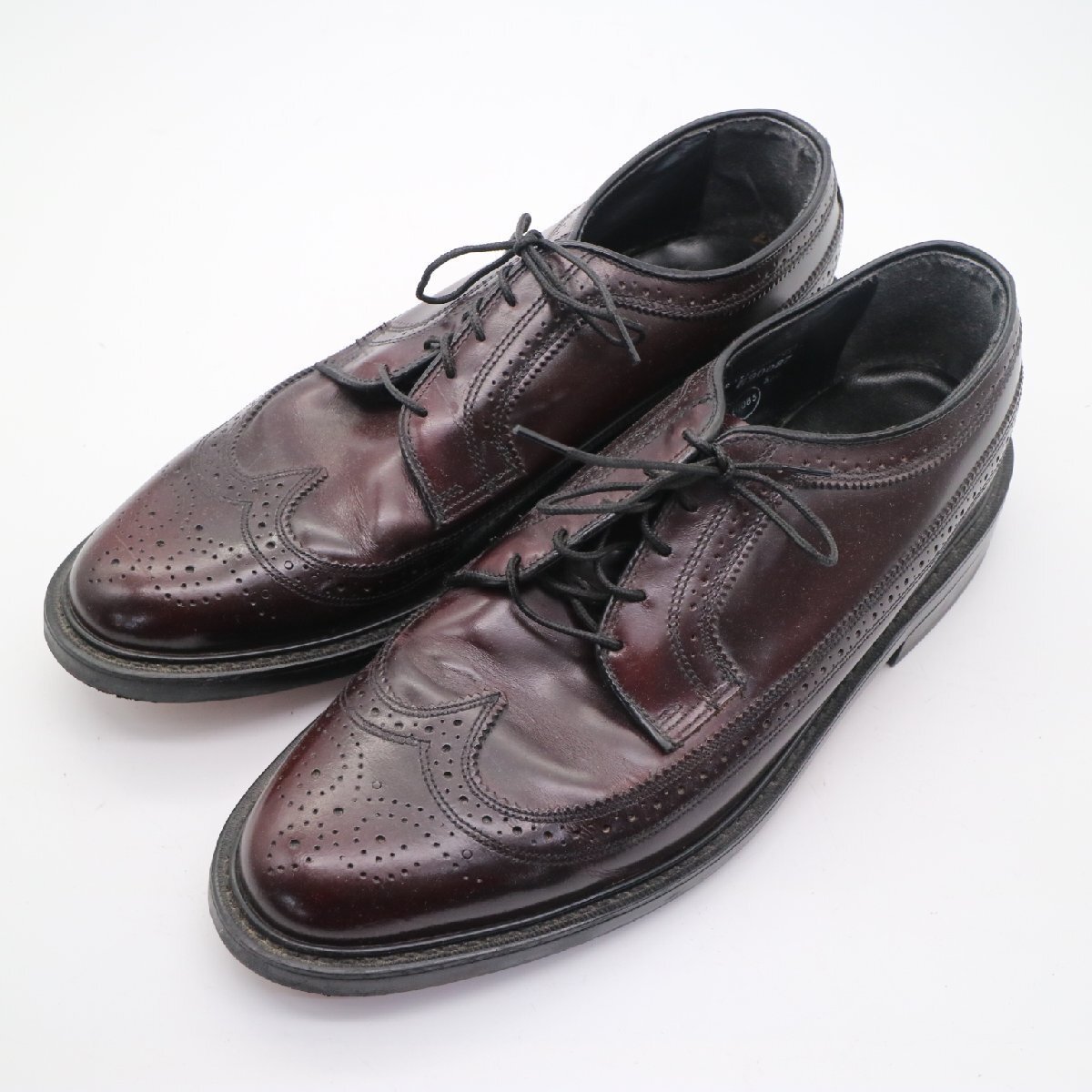 OAKWOODS 外羽根式 ロングウイングチップ 本革 レザーシューズ 革靴 ワインレッド ( メンズ - ≒ 27.5相当cm ) KA0037 1円スタートの画像2