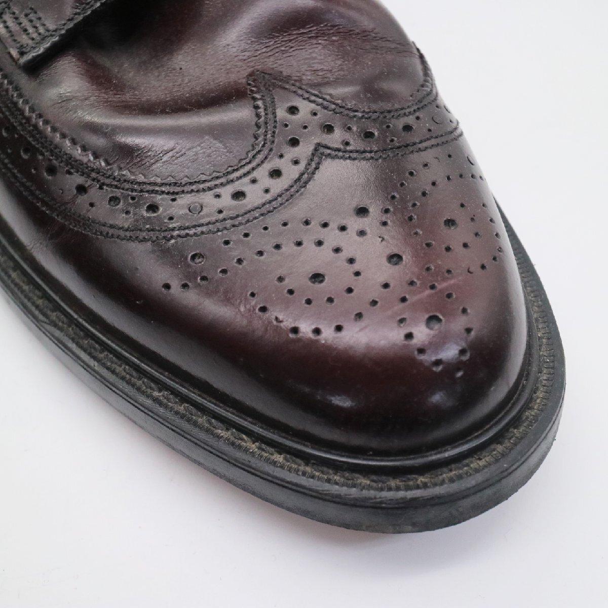 OAKWOODS 外羽根式 ロングウイングチップ 本革 レザーシューズ 革靴 ワインレッド ( メンズ - ≒ 27.5相当cm ) KA0037 1円スタートの画像6