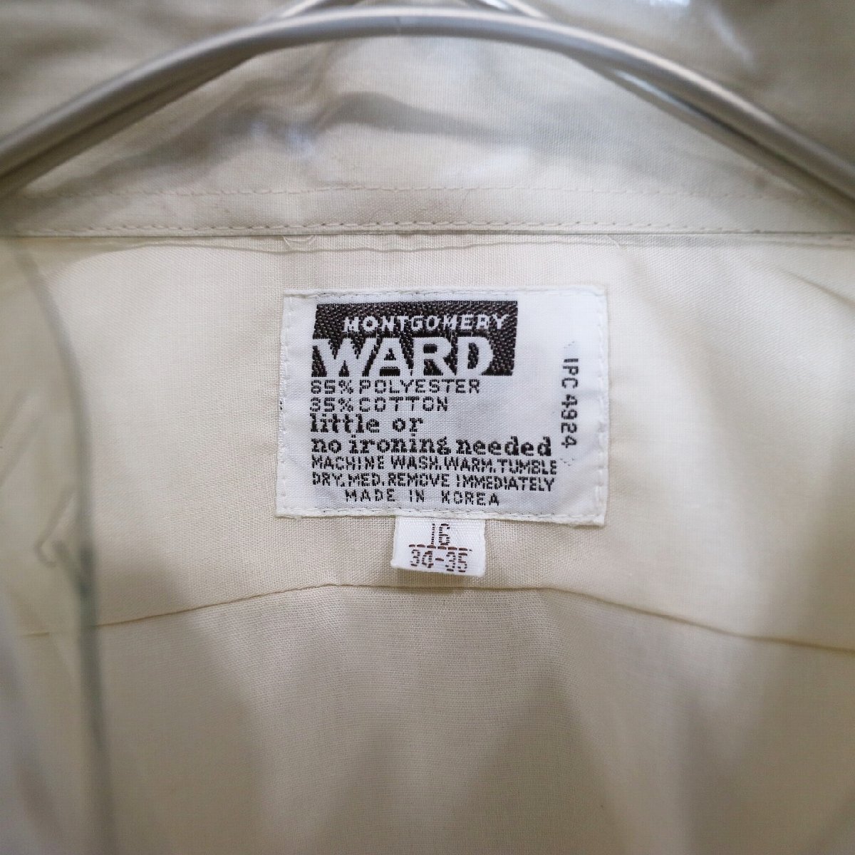 デッドストック 70s MONTGOMERY WARD 長袖シャツ ビンテージ アメカジ ホワイト ( メンズ 16L ) N2211 1円スタートの画像3