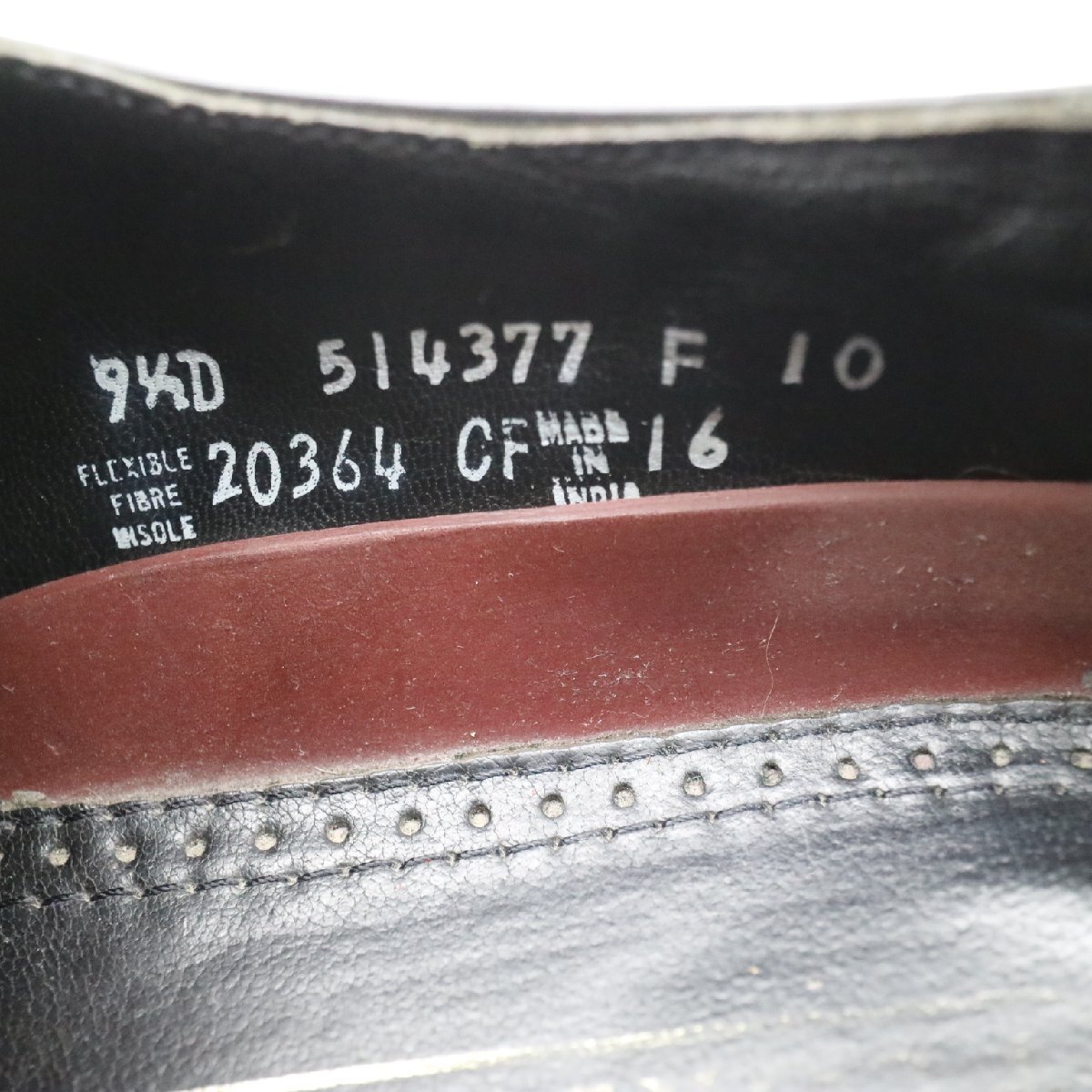 FLORSHEIM フローシャイム 外羽根式 ウイングチップ 本革 レザーシューズ 革靴 黒 ( メンズ 9 1/2 D ≒ 27.5cm ) KA0006 1円スタートの画像8