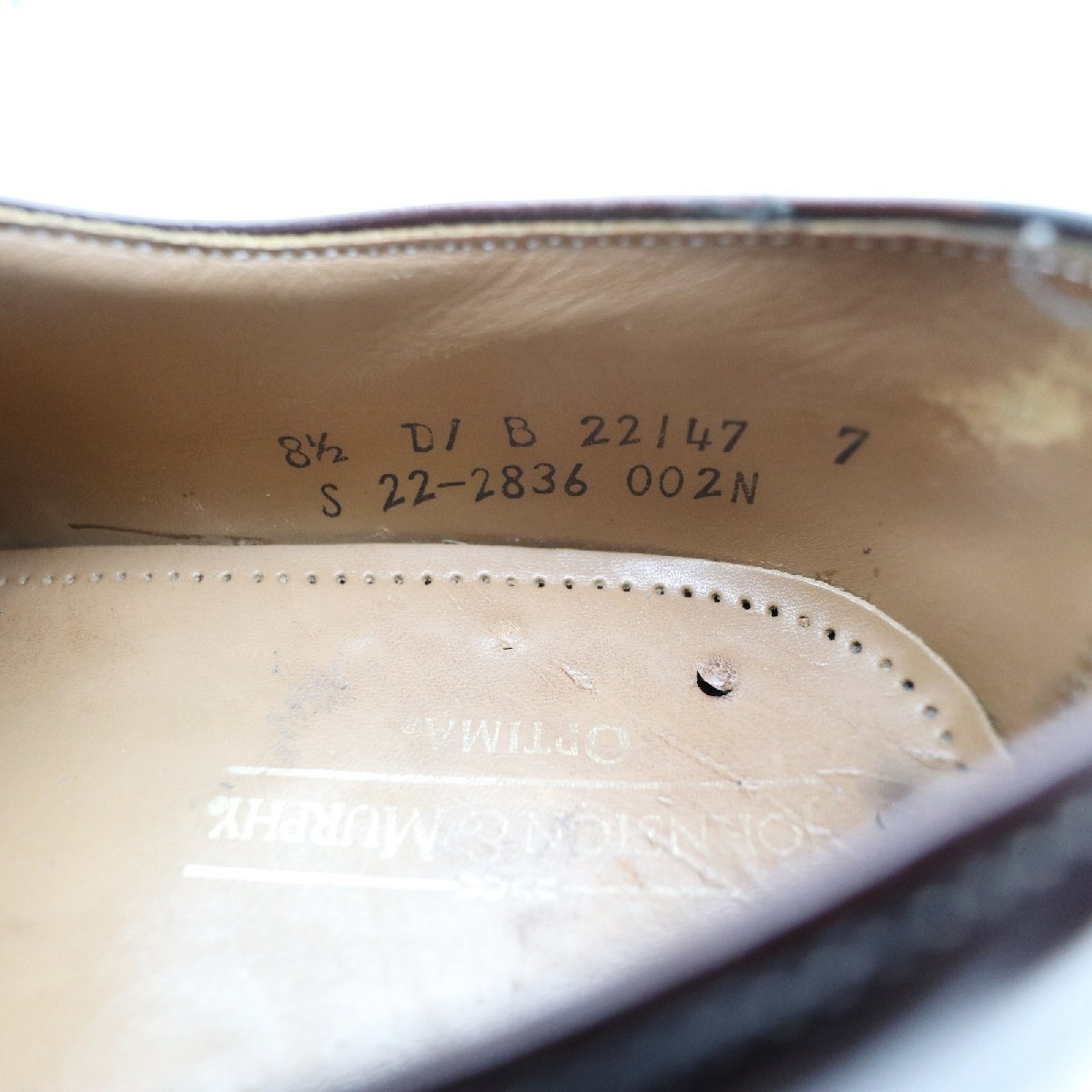 USA製 JOHNSTON&MURPHY 外羽根式 Uチップ 本革 レザー 革靴 レザーシューズ ( メンズ 8 1/2 D ≒ 26.5cm ) KA0057 1円スタートの画像9