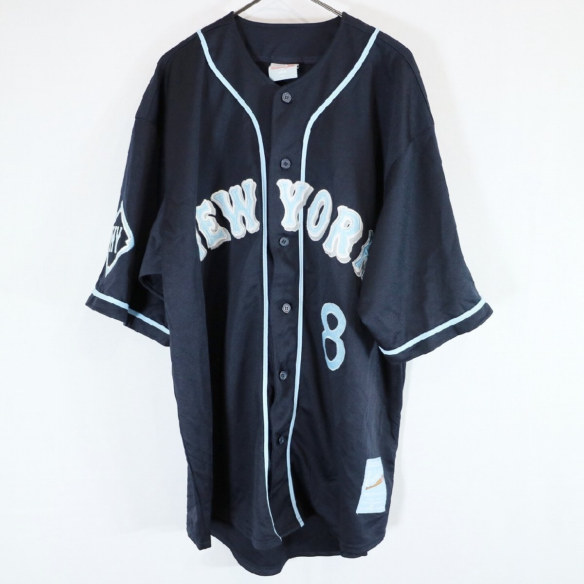 Evolution Jeans 野球 ニューヨーク ゲームシャツ ユニフォーム ブラック ( メンズ XL ) N0457 1円スタート_画像1