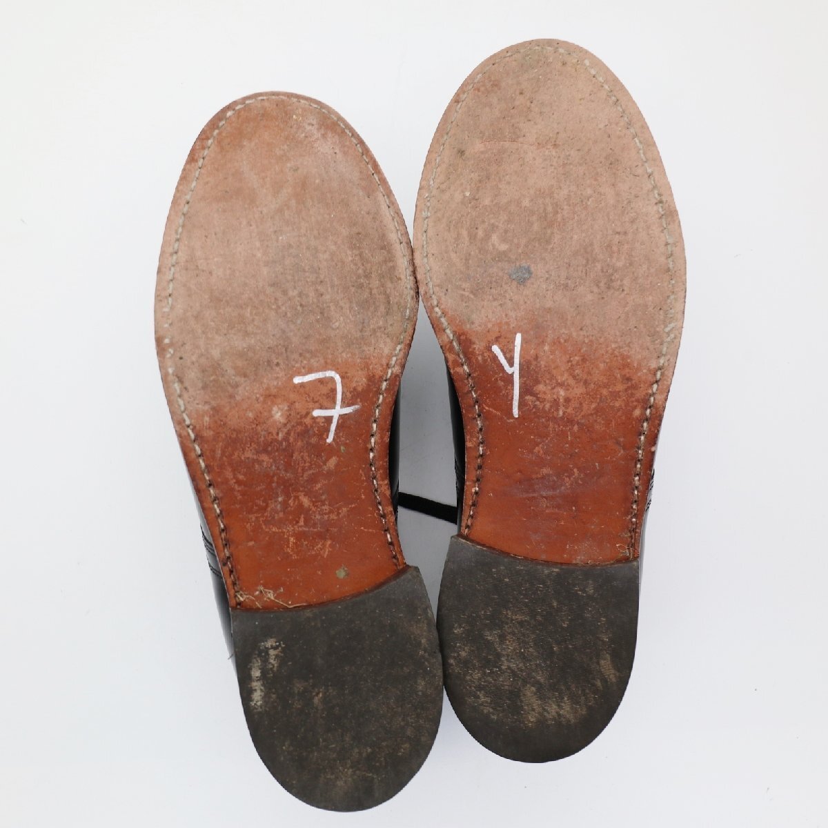 USA製 Hitchcock 外羽根式 プレーントゥ 本革 レザーシューズ 革靴 ブラック ( メンズ 7.5 ≒ 25cm ) KA0042 1円スタート_画像5