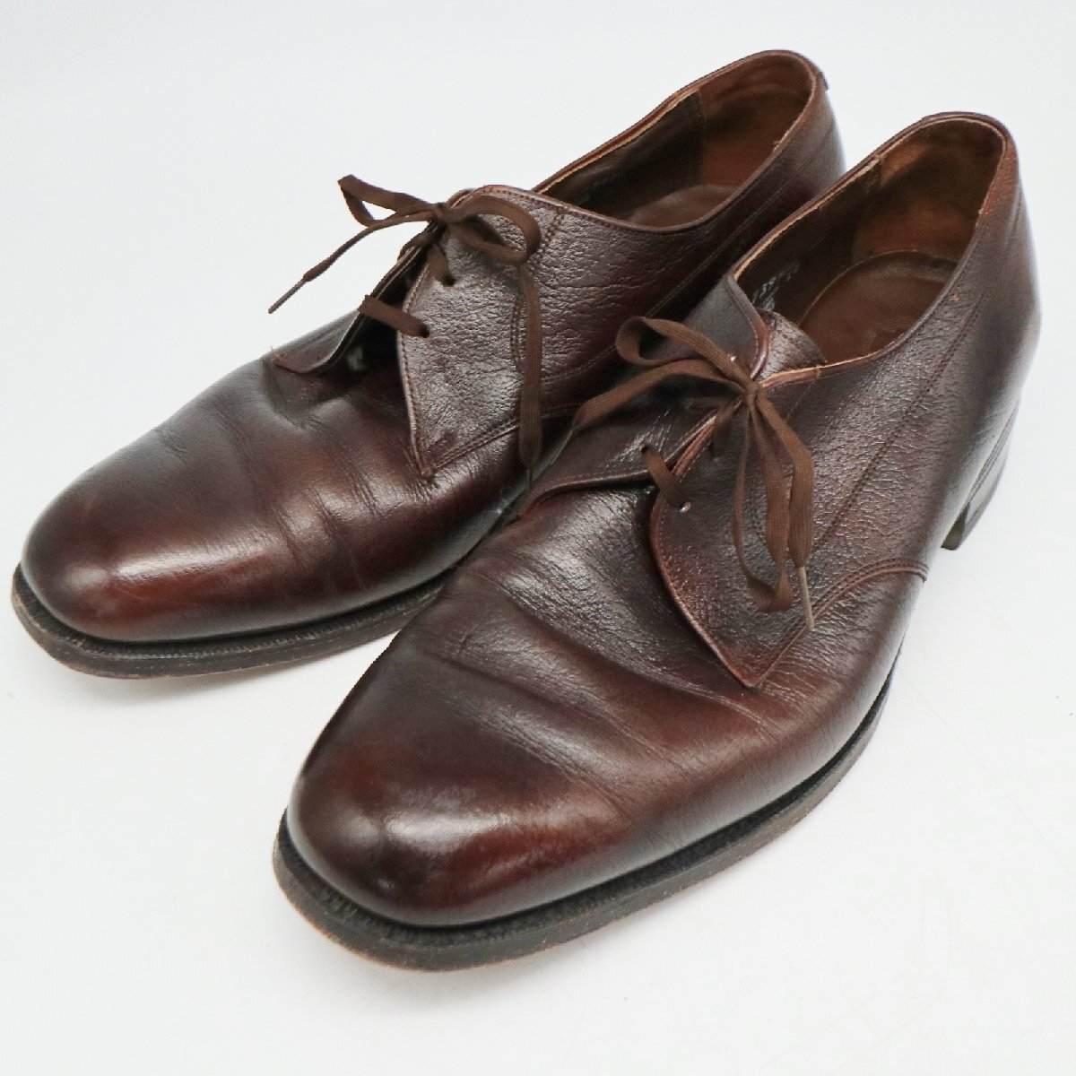 80-90 годы FLORSHEIM вне перо тип простой tu натуральная кожа кожа обувь обувь темно-коричневый ( мужской 10.5 ≒ 28.5cm ) KA0123 1 иен старт 