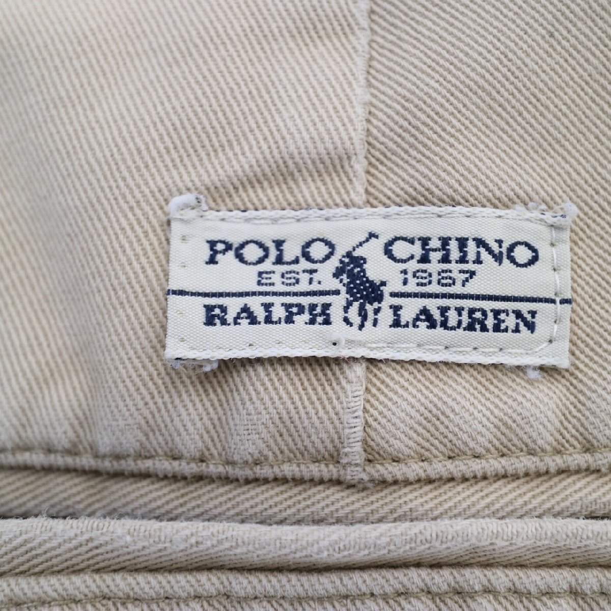 90s カナダ製 POLO RALPH LAUREN ラルフローレン 2タック ショートパンツ ショーツ 夏服 ベージュ ( メンズ 36 ) N0860 1円スタート_画像9