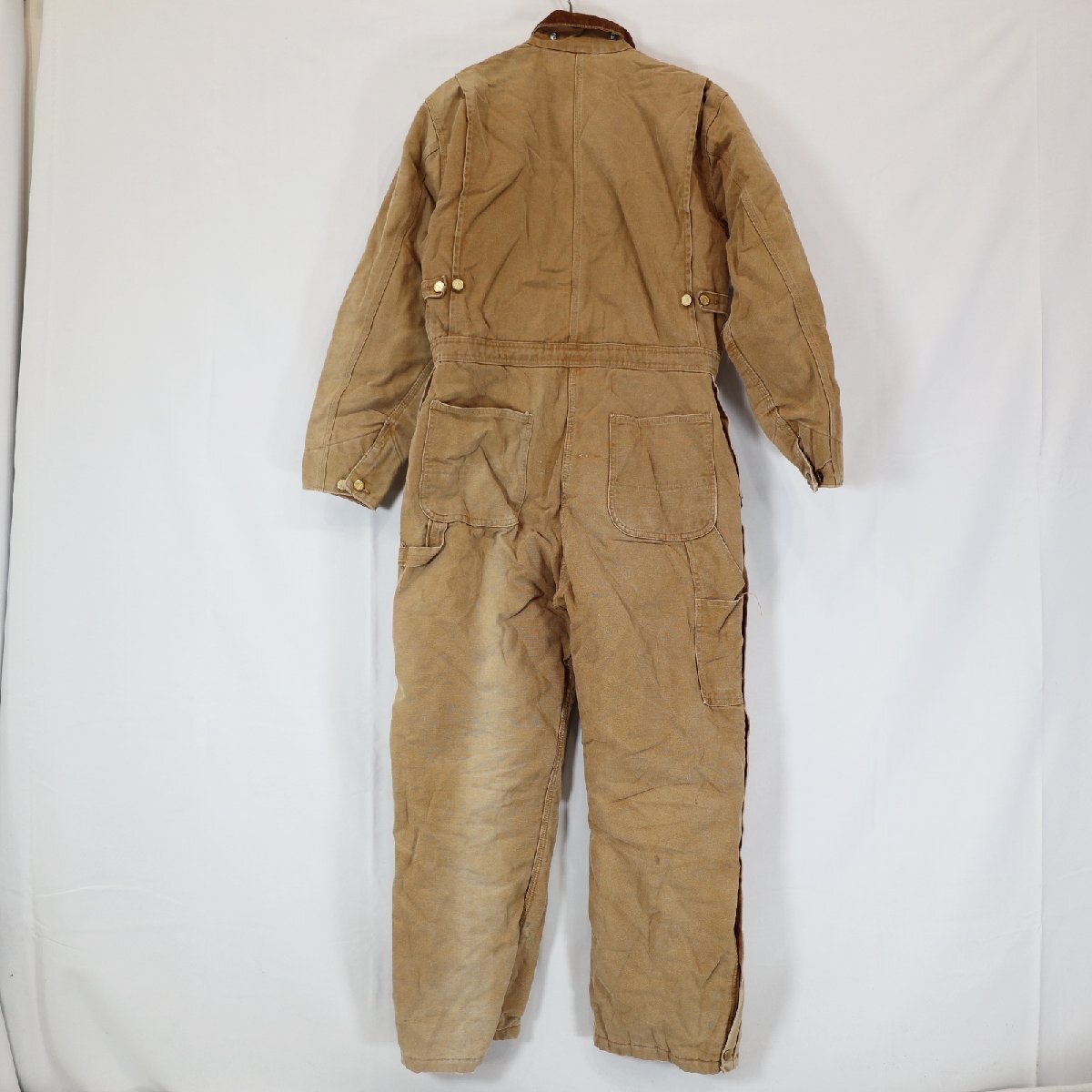 80年代 USA製 Carhartt カーハート オールインワン 100周年記念 ワークウェア 作業着 DIY キャメル ( メンズ 40R ) M8014 1円スタート_画像2