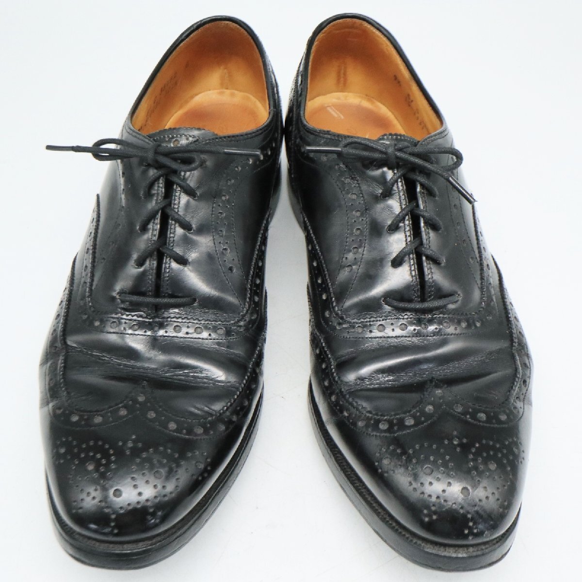 USA製 Johnston&Murphy 内羽根式 ウィングチップ 革靴 レザーシューズ ブラック ( メンズ 9 1/2 E ≒ 27.5cm ) KA0169 1円スタート_画像1
