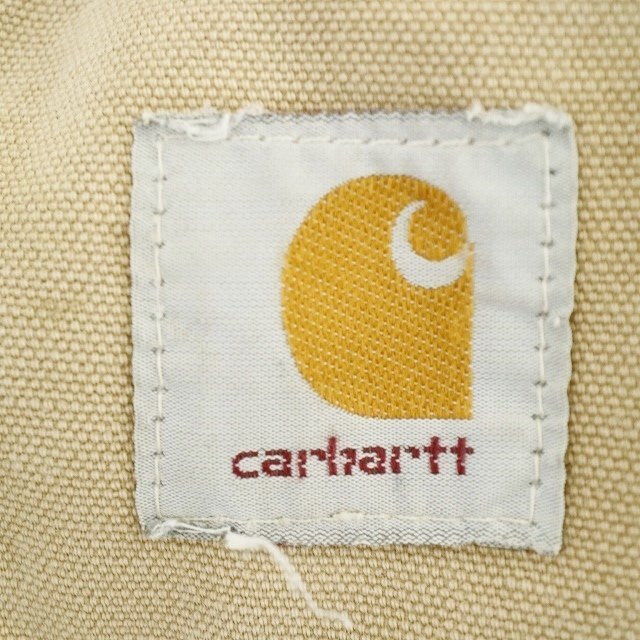 80s USA製 Carhartt カーハート つなぎ 中綿 オールインワン ワークウェア ダック生地 作業着 ベージュ ( メンズ 40 ) M9839 1円スタートの画像9