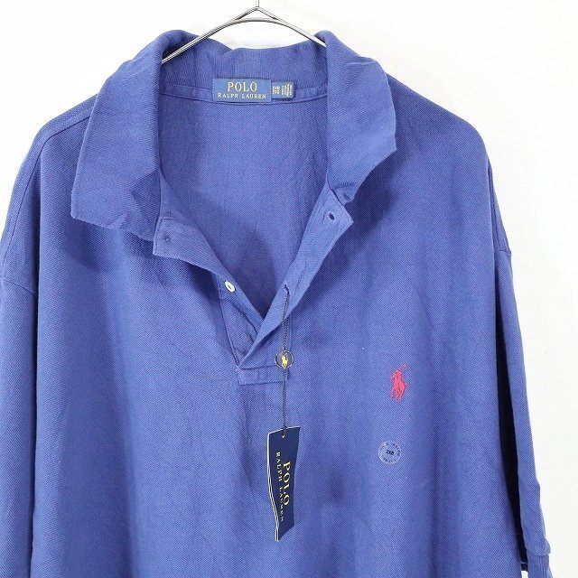 新品タグ付き Polo Ralph Lauren ラルフローレン S/S ポロシャツ ワンポイントロゴ サマー ブルー ( メンズ 2XB ) M9457 1円スタートの画像4