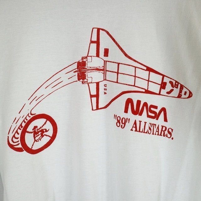 80s USA製 SCREEN STARS NASA 半袖 プリントTシャツ 企業ロゴ ホワイト ( メンズ M ) M9941 1円スタート_画像4