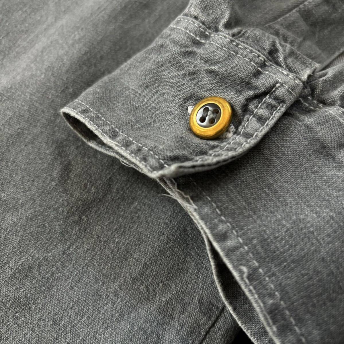 80s Aquila Black Denim Western Yoke Metal Button Work Shirt made in Portugal 80年代 ブラックデニム メタルボタン ワークシャツ_画像8