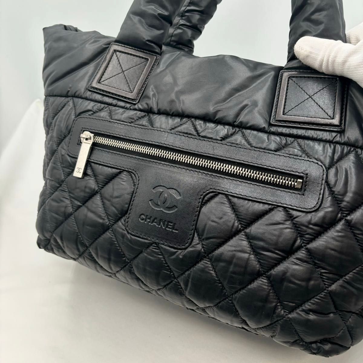 鑑定済　送料無料　極美品　Chanel　シャネル コココクーン キルティング　トートバッグ ブラック　ボストン　ハンド_画像10