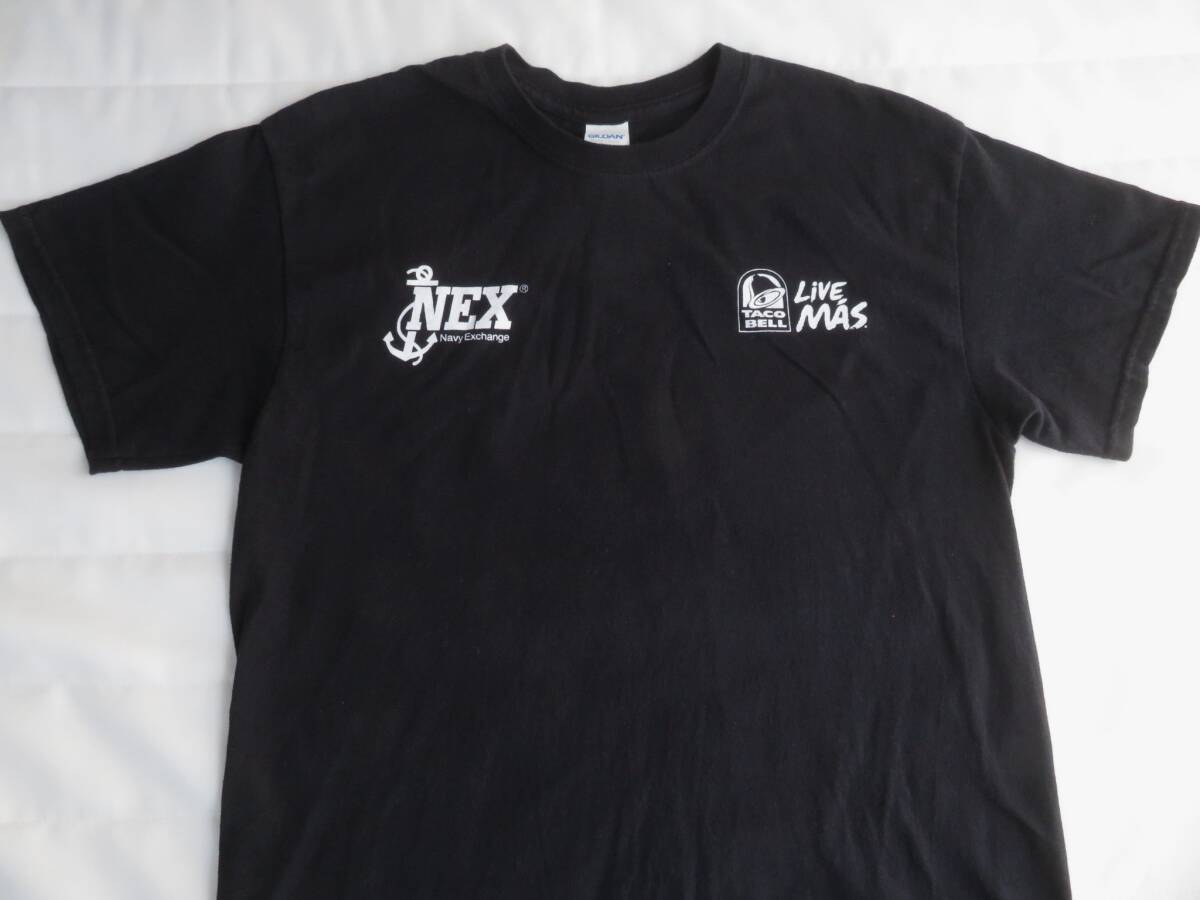  NEX Navy Exchange ネイビーエックスチェンジ TACO BELL バック~JAPAN プリント Tシャツ 半袖 和 日本柄 (GILDAN ボティー) Mサイズ_画像1