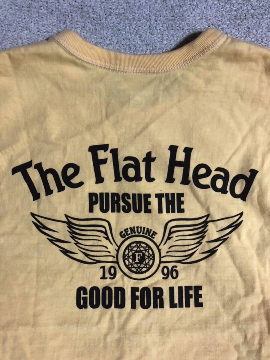 美品 人気 日本製 The Flat Head/ザ フラット ヘッド PURSUE THE GOOD FOR LIFE 両面プリント Tシャツ イエロー系 38_画像4