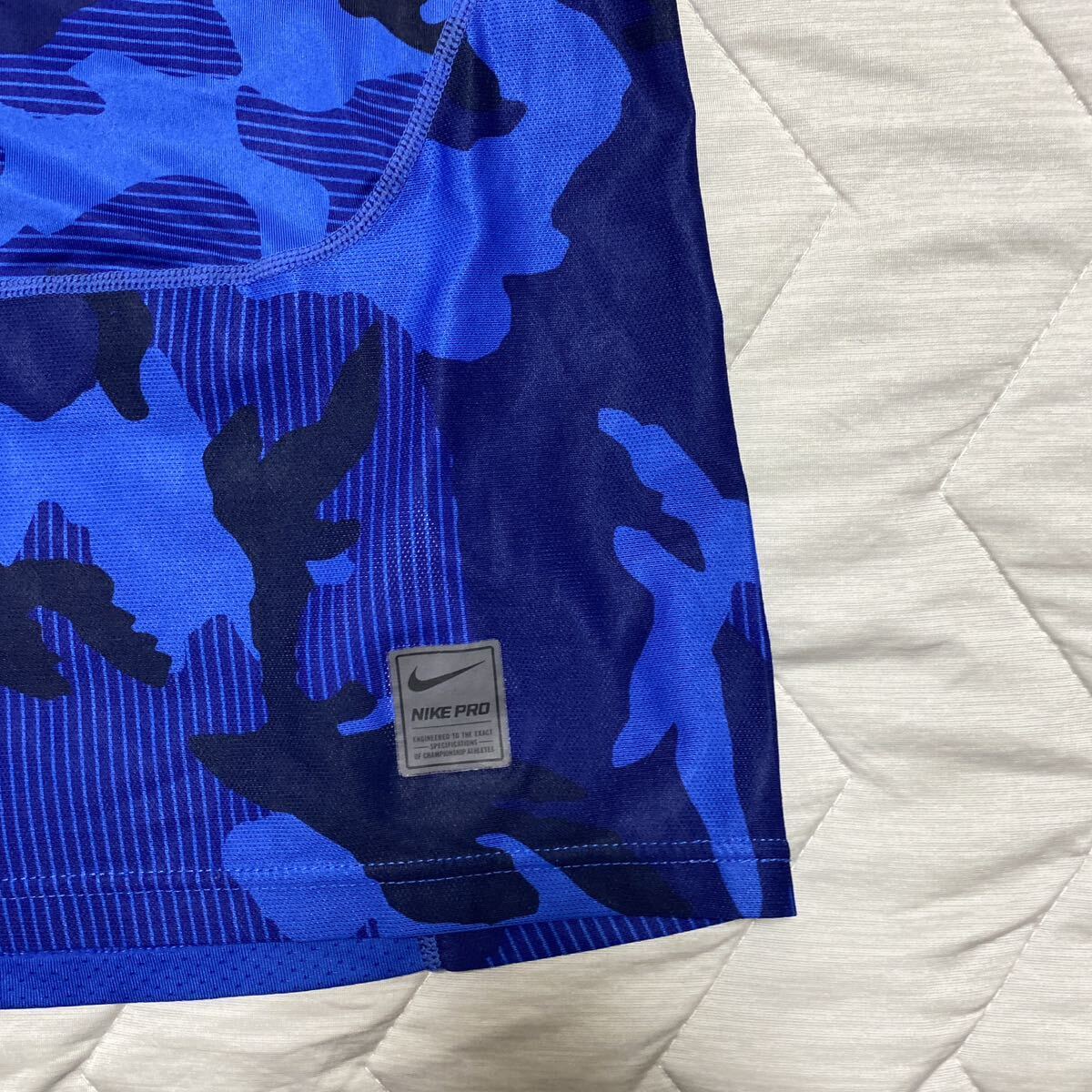 5C【着少】NIKE PRO ナイキ プロ コンプレッション インナー アンダーシャツ 半袖 青 ブルー M 迷彩 （株）ナイキジャパン 格安の画像3