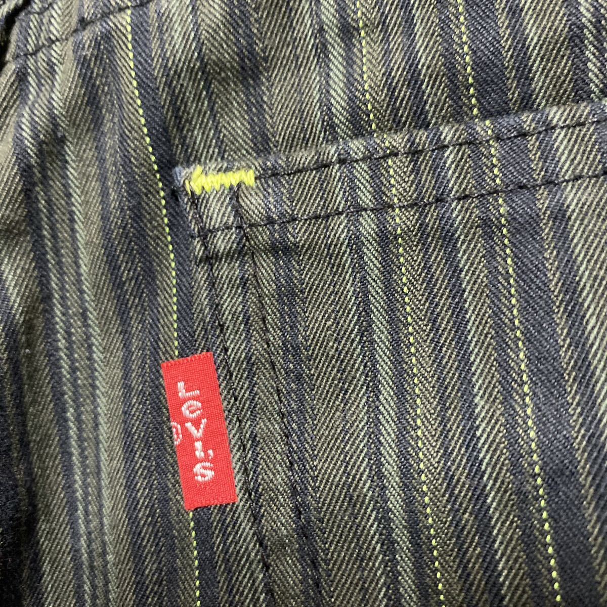 5C【着少】LEVIS リーバイス 525-61 ストライプ パンツ グリーン 緑 32 STRAIGHT ストレート レア ストレッチ 格安_画像7