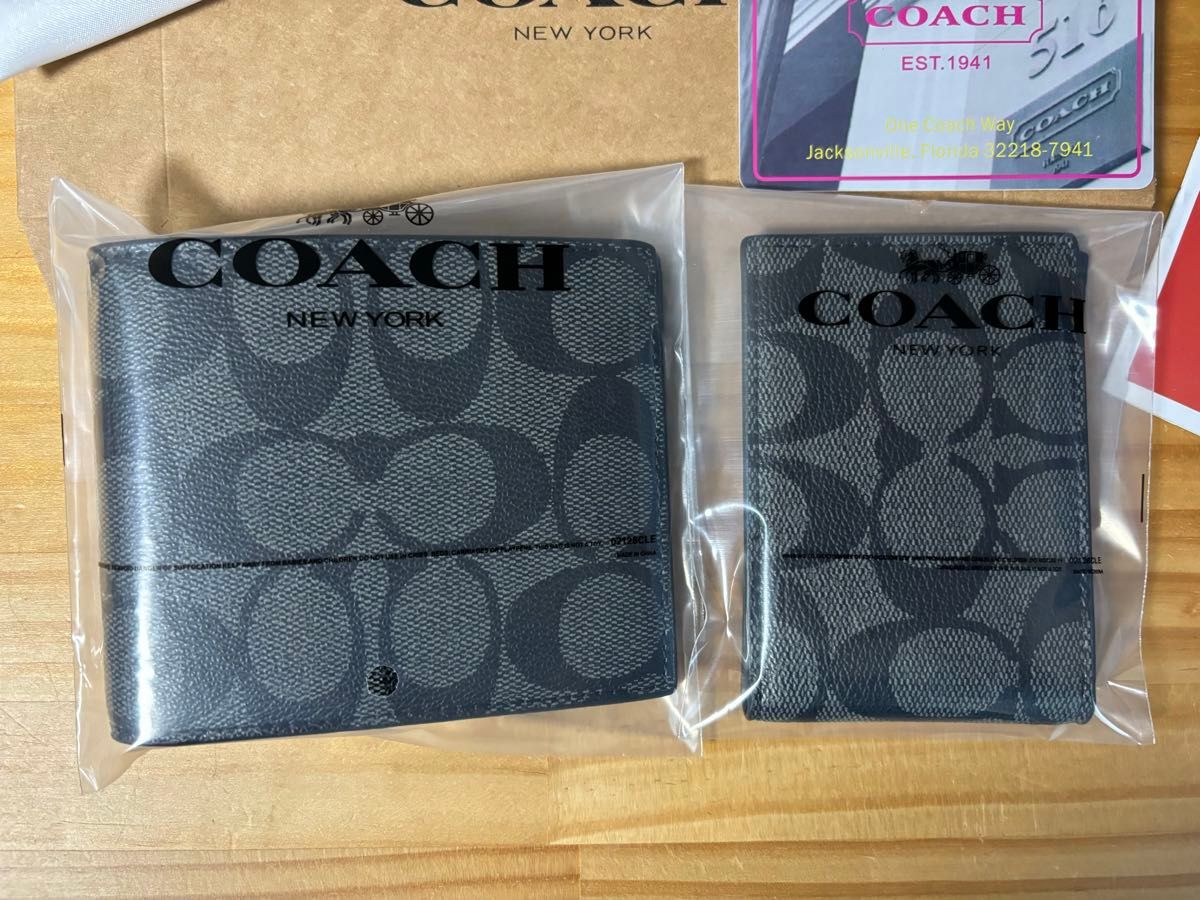 【新品】コーチ COACH アウトレット 二つ折り財布 & パスケース  シグネチャー F74993