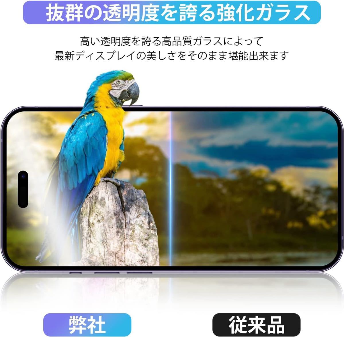 【覗き見防止】iPhone 14 Pro ガラスフィルム iPhone 14 Pro 保護 フィルム【2枚セット】_画像8