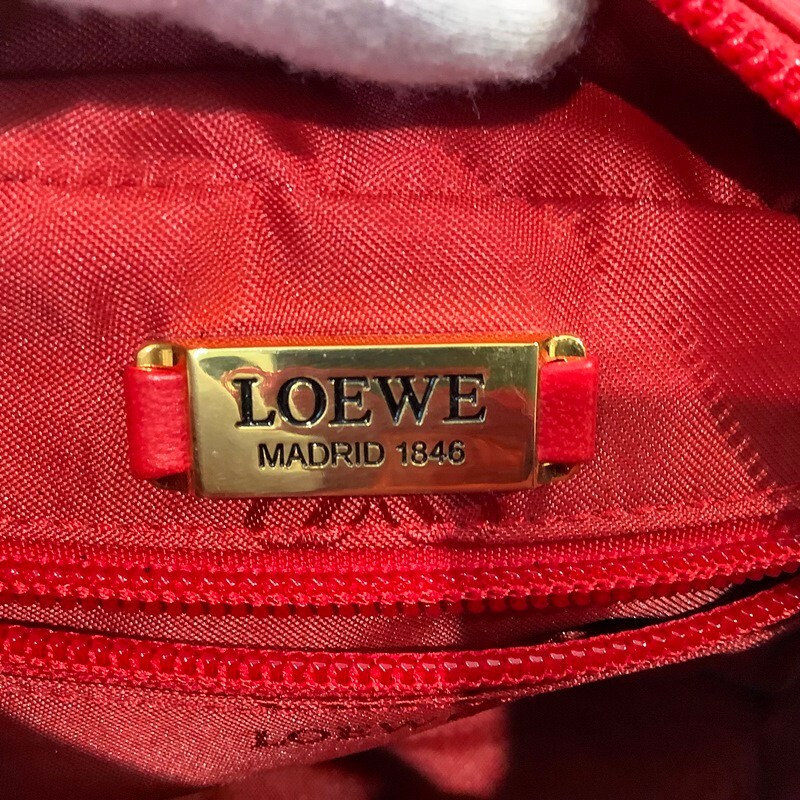 ロエベ LOEWE オールド ロエベ ヴィンテージ ミニショルダーバッグ レッド オーストリッチ ミニショルダー　ポシェット【中古】KB-8390_画像9