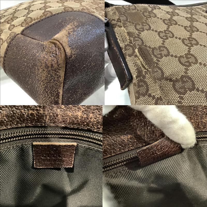 グッチ（GUCCI）GGキャンバス 斜め掛け ショルダーバッグ 114273・001998　ブラウン 表面擦れ強め 生地硬化 【中古】KB-8386_画像2