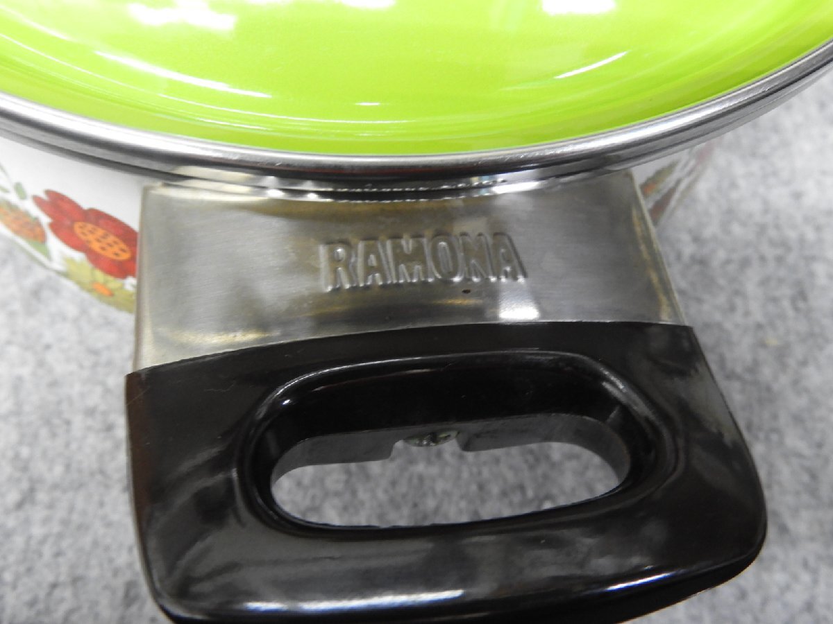 昭和レトロ RAMONA ラモーナ DELUX 鍋 ホーロー鍋 フラワー 22cm 3.3L（5192）の画像4