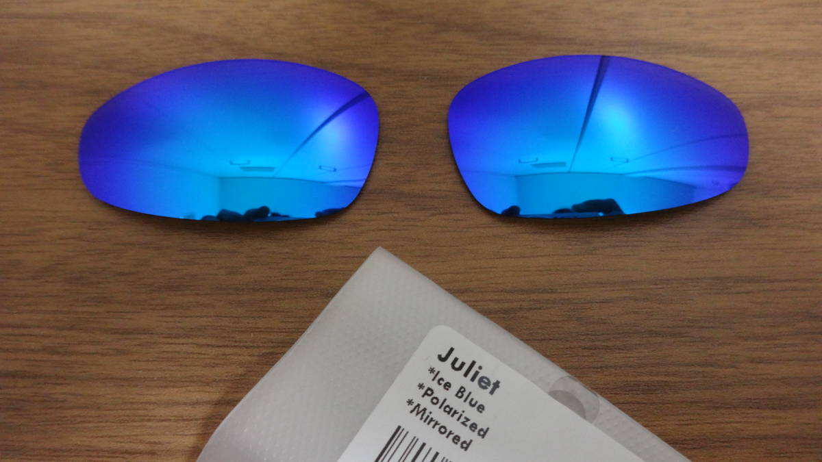 処分価格！★オークリージュリエット用 カスタム偏光レンズ ICE BLUE Color Polarized イヤーソックラバーキット（GRAY）SET 新品 JULIET _画像2