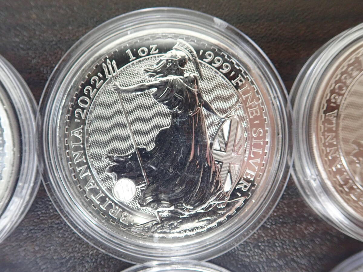 純銀 銀貨 シルバー 1オンス 2022 ブリタニア銀貨 2ポンド銀貨 イギリス 1oz FINE SILVER 999 10枚おまとめ 激安１円スタート_画像5