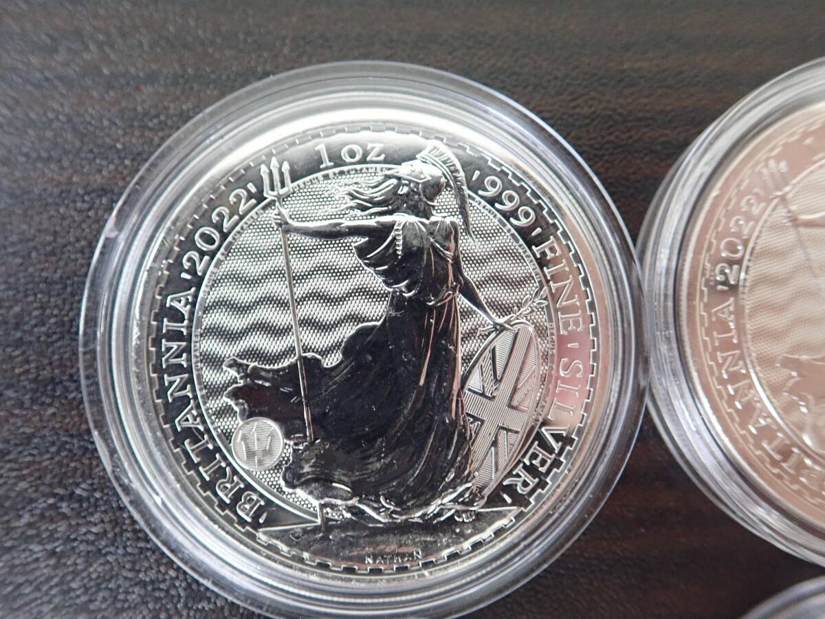 純銀 銀貨 シルバー 1オンス 2022 ブリタニア銀貨 2ポンド銀貨 イギリス 1oz FINE SILVER 999 10枚おまとめ 激安１円スタート_画像2