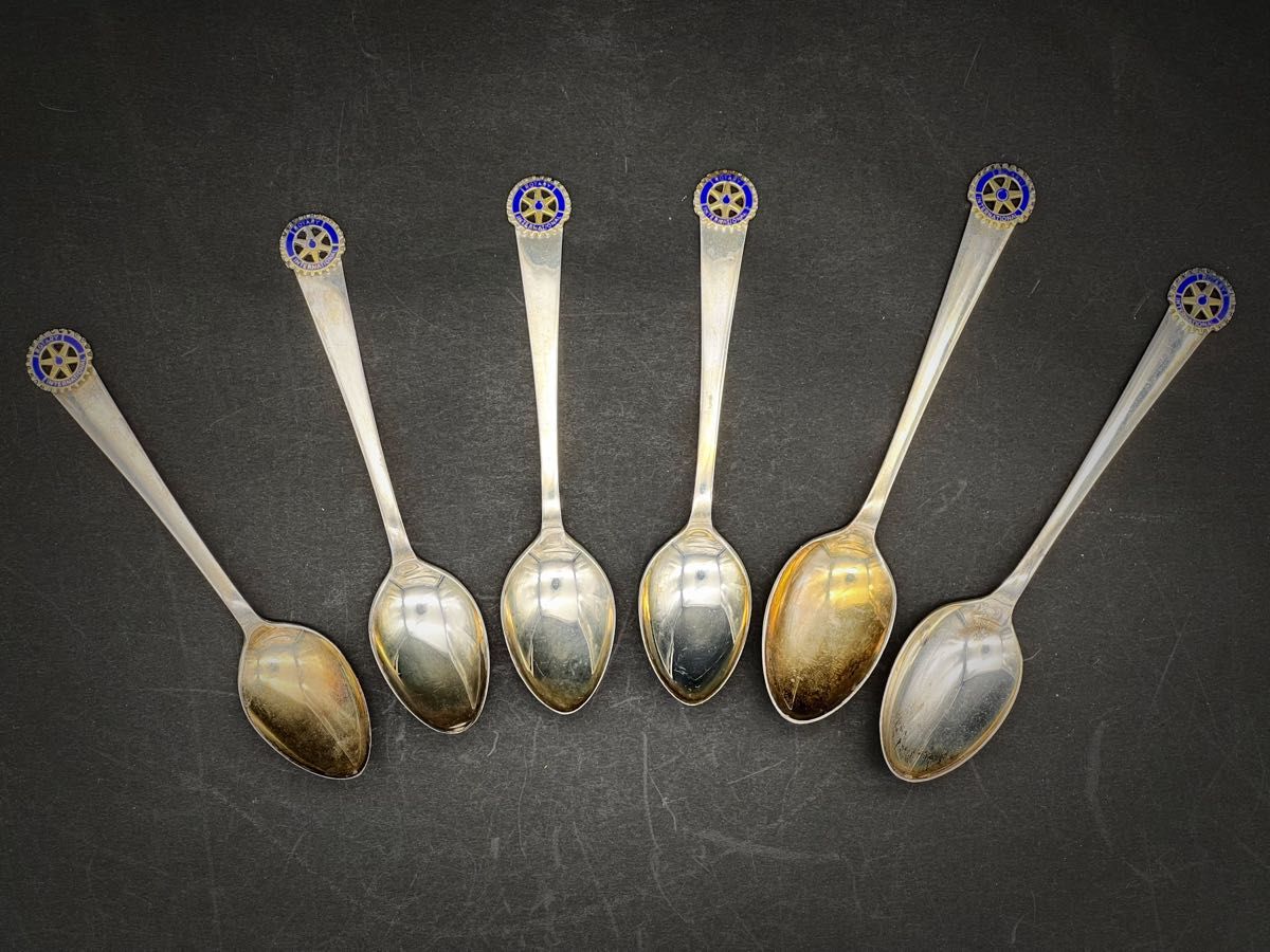 希少品 純銀 ROTARY INTERNATIONAL 銀製スプーン6本 110g SILVER 希少品 純銀 ROTARY INTERNATIONAL 銀製スプーン6本 110g SILVER