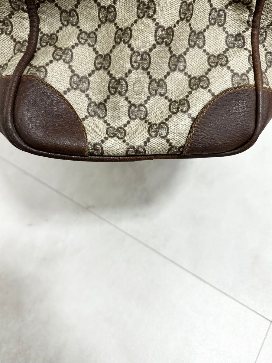 GUCCI グッチ　オールドグッチ　ボストンバッグ　カバン　レザー　GGスプリーム ヴィンテージ GG柄 レザー シェリーライン