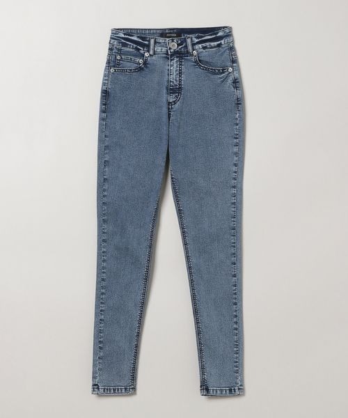 「JEANASIS」 加工スキニーデニムパンツ LARGE ブルー レディース_画像1