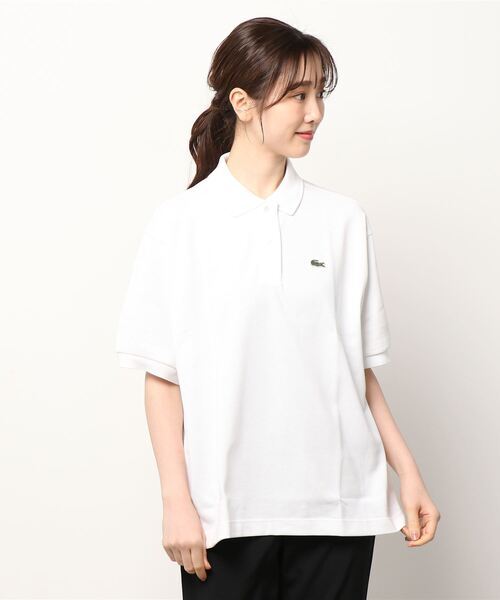 「BEAMS BOY」 「LACOSTE」半袖ポロシャツ 38 ホワイト レディース_画像1