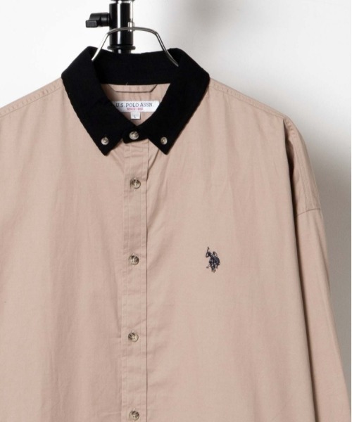 「U.S. POLO ASSN.」 長袖シャツ MEDIUM ベージュ メンズ_画像1