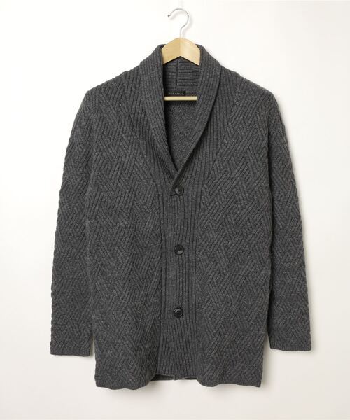 「Stra Raggio」 「TETE HOMME」ニットカーディガン LARGE チャコールグレー メンズ_画像1