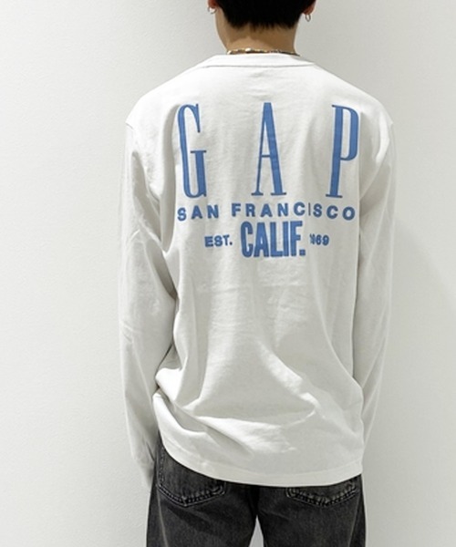 「GAP」 長袖Tシャツ M ホワイト系その他 メンズ_画像1