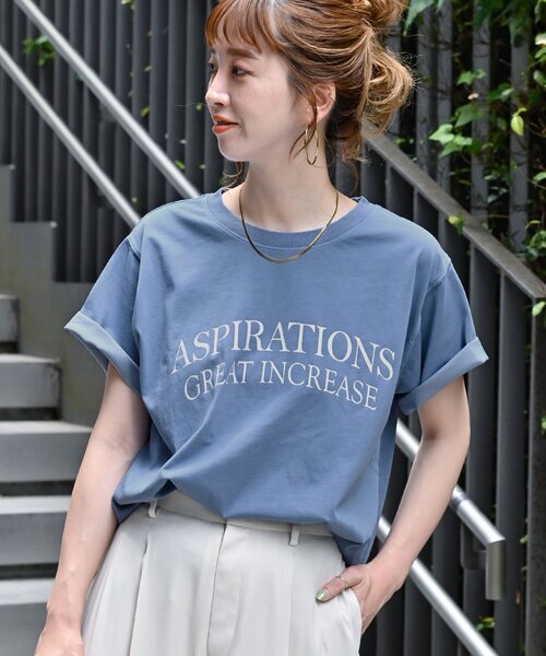 「B.C STOCK」 「Simplicite」半袖Tシャツ FREE ブルー レディース_画像1