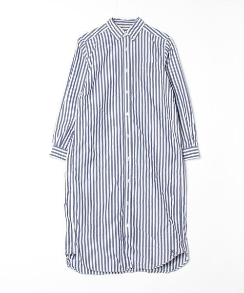 「BEAMS BOY」 シャツワンピース ONE SIZE ネイビー レディース_画像1