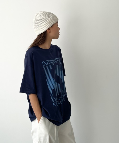 「CANAL JEAN」 半袖Tシャツ ONE SIZE ネイビー レディース_画像1