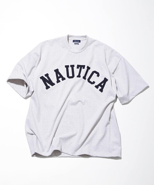 「NAUTICA」 半袖Tシャツ LARGE ライトグレー メンズ_画像1