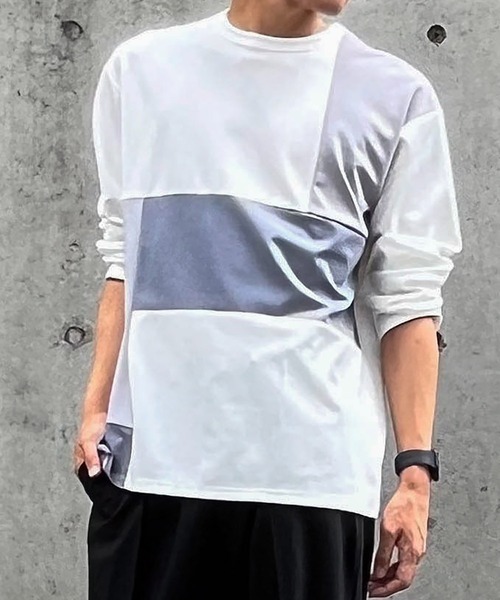 「COMME CA ISM」 長袖Tシャツ L ホワイト メンズ_画像1