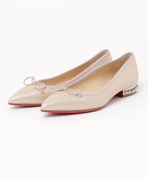 「Christian Louboutin」 フラットパンプス 34.5 ベージュ レディース_画像1