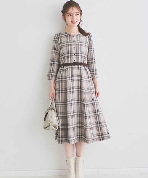 「LAISSE PASSE」 7分袖ワンピース MEDIUM ベージュ レディース_画像1