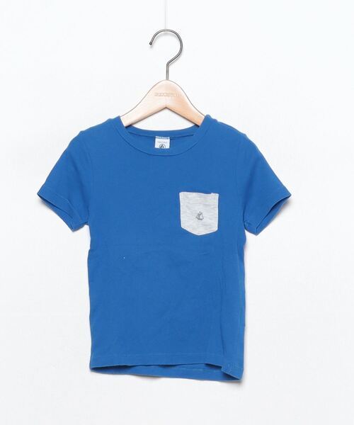「PETIT BATEAU」 「KIDS」ワンポイント半袖Tシャツ 116 ブルー キッズ_画像1